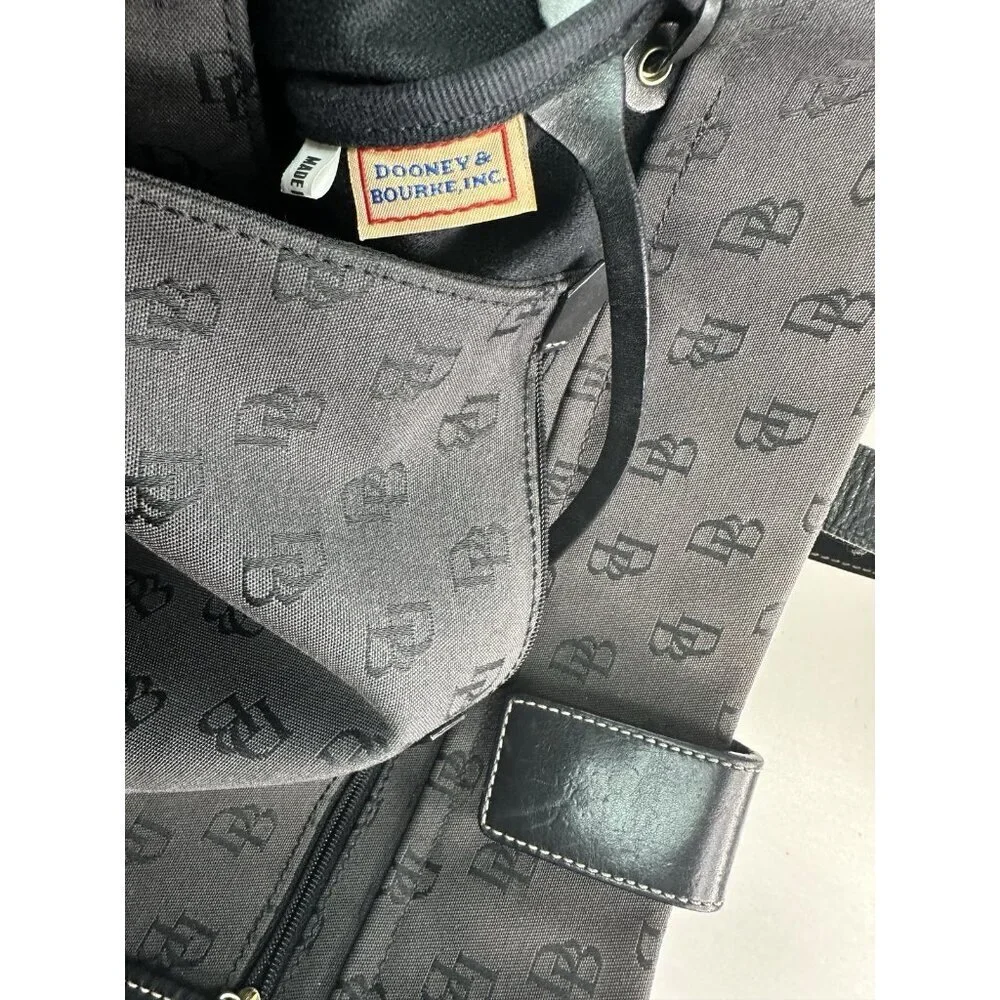 Dooney & Bourke Brown Black Monogram Canvas Shoulder Bag Purse Large